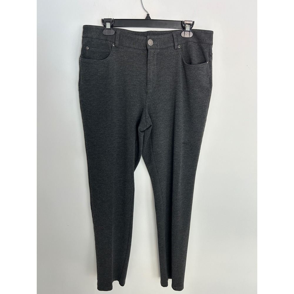 Christopher & Banks Womens Charcoal Gray Knit Straight Leg Pants Size 14 Casual